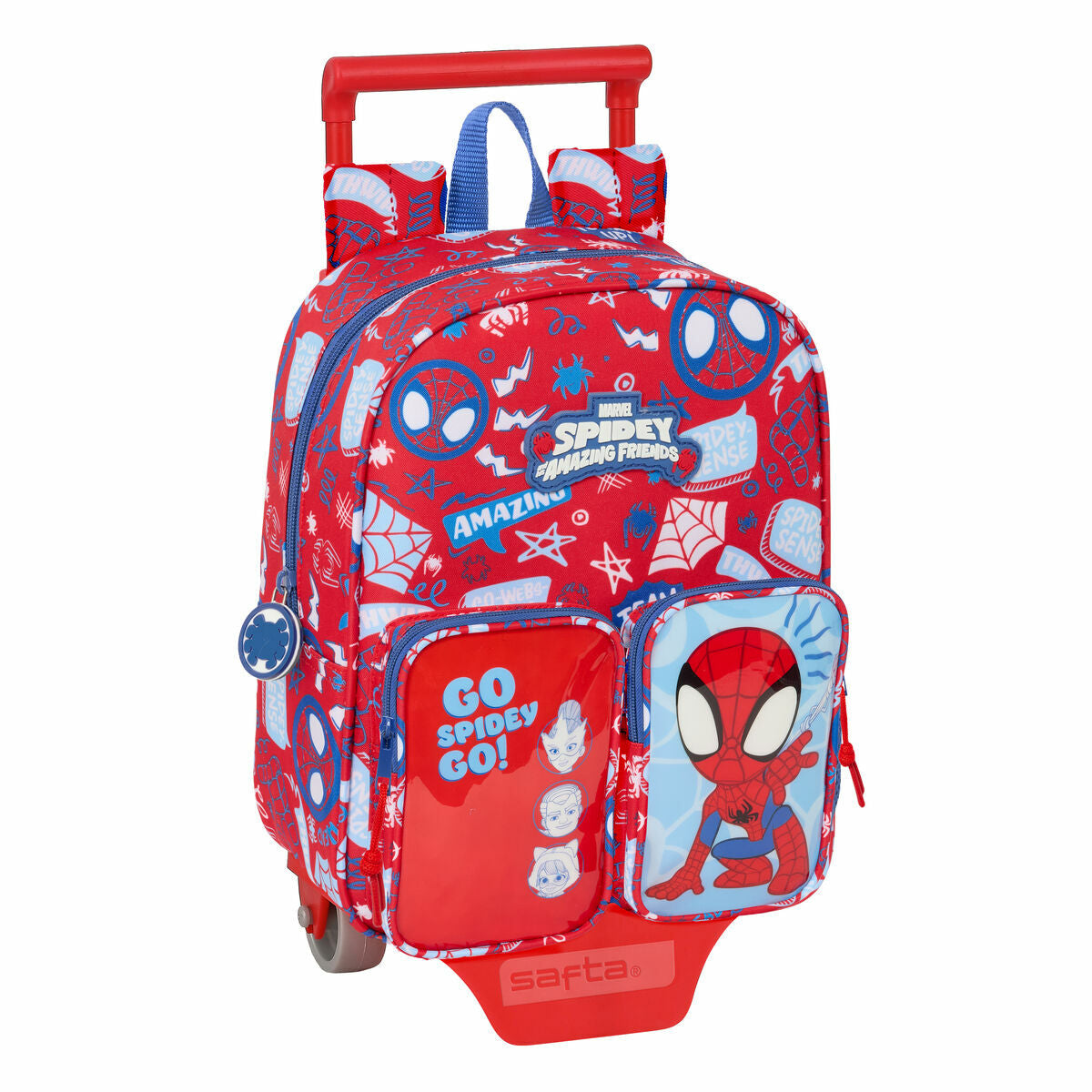 School Rucksack with Wheels Spider-Man Rescue Blue Red 22 x 27 x 10 cm-0