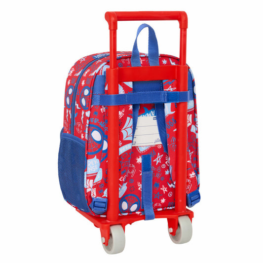 School Rucksack with Wheels Spider-Man Rescue Blue Red 22 x 27 x 10 cm-1