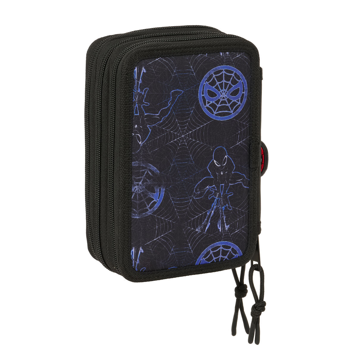 School Case with Accessories Spider-Man Attack Black 12,5 x 19,5 x 5,5 cm 37 Pieces-1