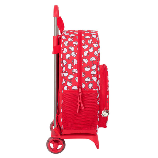 School Rucksack with Wheels Hello Kitty Iconic White Red 33 x 42 x 14 cm-1