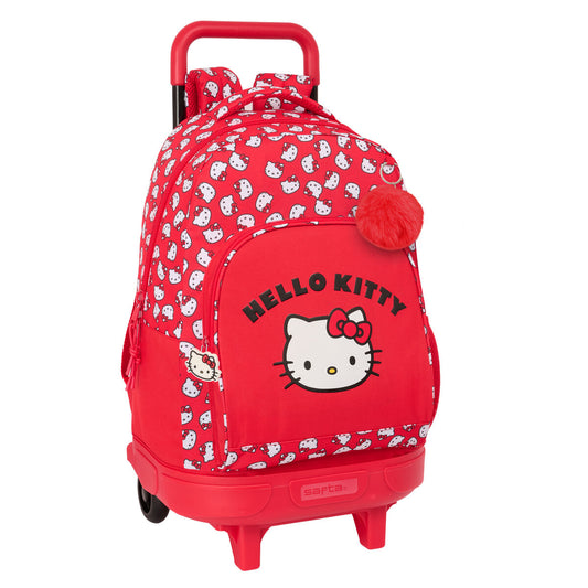 School Rucksack with Wheels Hello Kitty Iconic White Red 33 x 45 x 22 cm-0