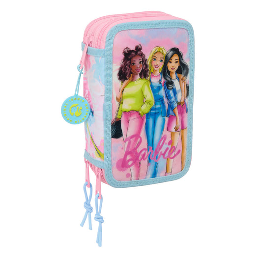 School Case with Accessories Barbie Painterly Pink Sky blue 12,5 x 19,5 x 5,5 cm 37 Pieces-0