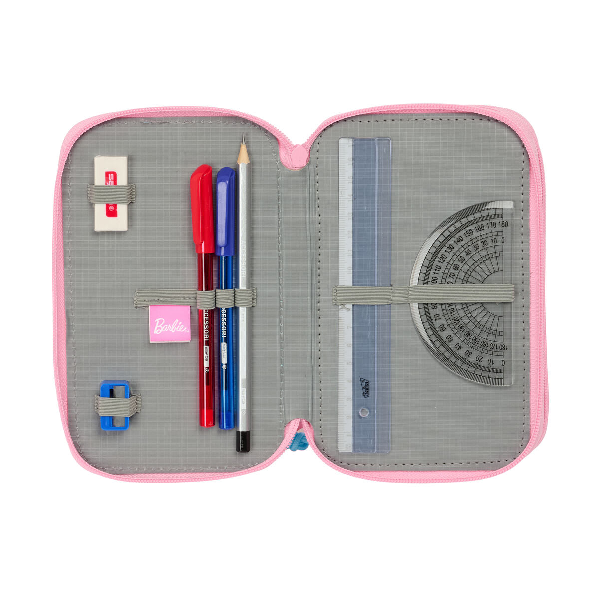 School Case with Accessories Barbie Painterly Pink Sky blue 12,5 x 19,5 x 5,5 cm 37 Pieces-1