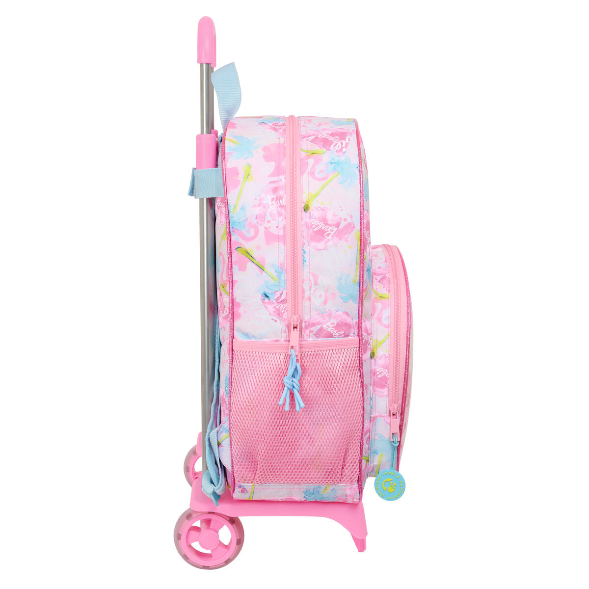School Rucksack with Wheels Barbie Painterly Pink Sky blue 33 x 42 x 14 cm-2
