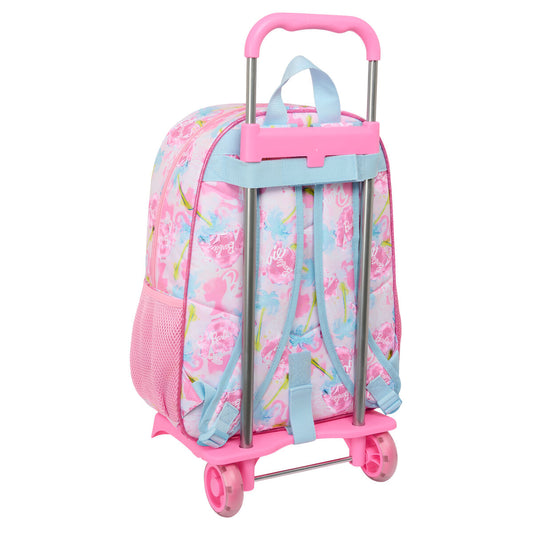 School Rucksack with Wheels Barbie Painterly Pink Sky blue 33 x 42 x 14 cm-1