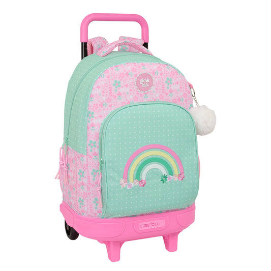 School Rucksack with Wheels Glow Lab Amazing Green Pink 33 x 45 x 22 cm-0