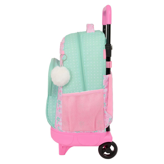 School Rucksack with Wheels Glow Lab Amazing Green Pink 33 x 45 x 22 cm-1