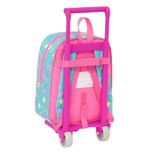 School Rucksack with Wheels Gabby's Dollhouse Confetti Pink Turquoise 22 x 27 x 10 cm-1
