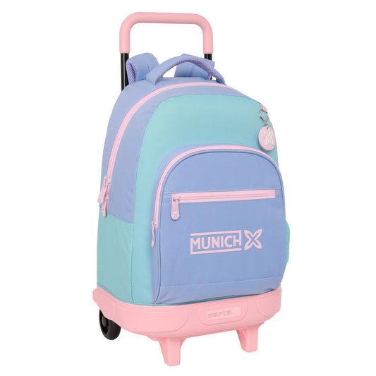 School Rucksack with Wheels Munich Mellow Blue Pink Sky blue 33 x 45 x 22 cm-0