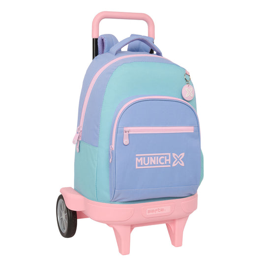 School Rucksack with Wheels Munich Mellow Blue Pink Sky blue 33 x 45 x 22 cm-0
