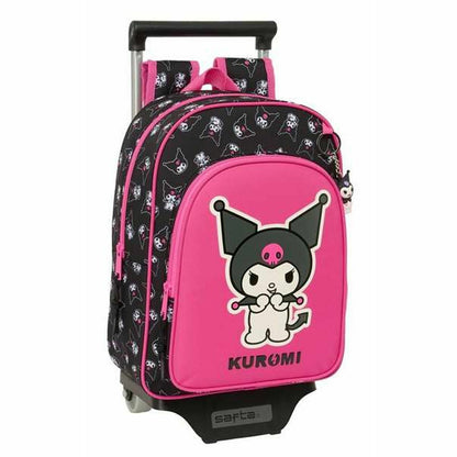 School Rucksack with Wheels Kuromi Black Fuchsia 26 x 11 x 67 cm 26 x 34 x 11 cm-0