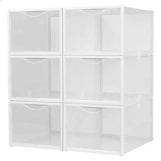 Stackable shoe box Max Home White 6 Units polypropylene ABS 25 x 18,5 x 35 cm-0