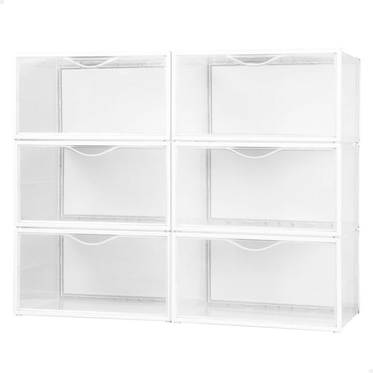 Stackable shoe box Max Home White 6 Units polypropylene ABS 35 x 18,5 x 27 cm-0