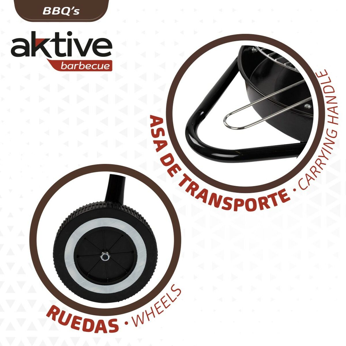 Coal Barbecue with Wheels Aktive Aluminium Enamelled Metal textilene 42 x 76,5 x 42 cm Black-3