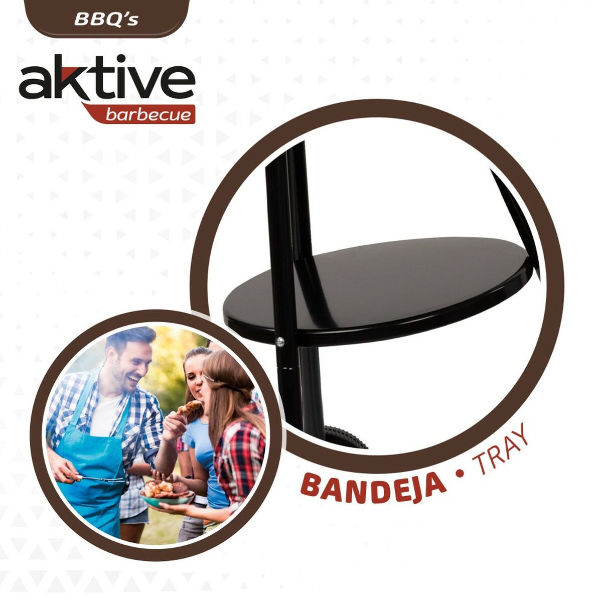 Coal Barbecue with Wheels Aktive Aluminium Enamelled Metal textilene 42 x 76,5 x 42 cm Black-2