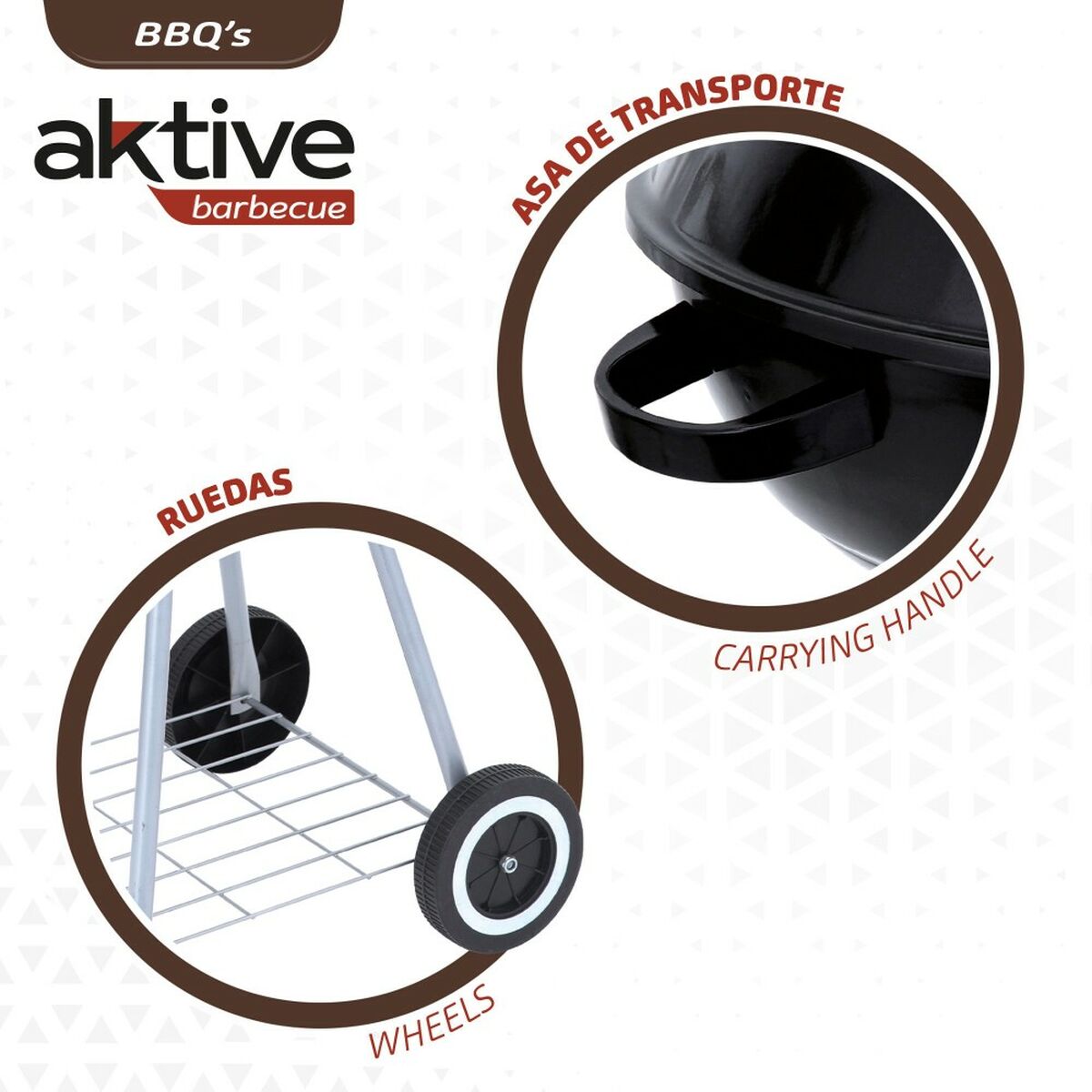 Coal Barbecue with Wheels Aktive Enamelled Metal 46 x 89 x 46 cm Black-3