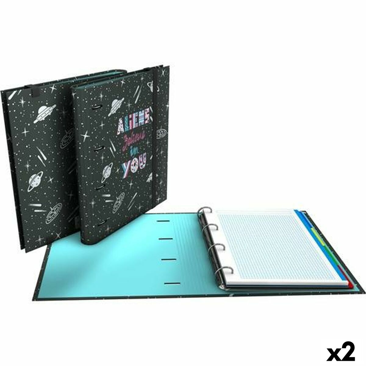 Ring binder Grafoplas Carpebook Aliens Black A4 (2 Units)-0