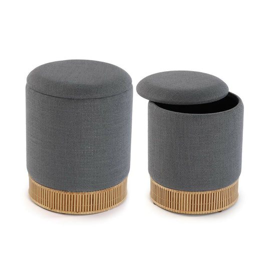 Detachable Pouffe Versa Grey Bamboo MDF Wood-0