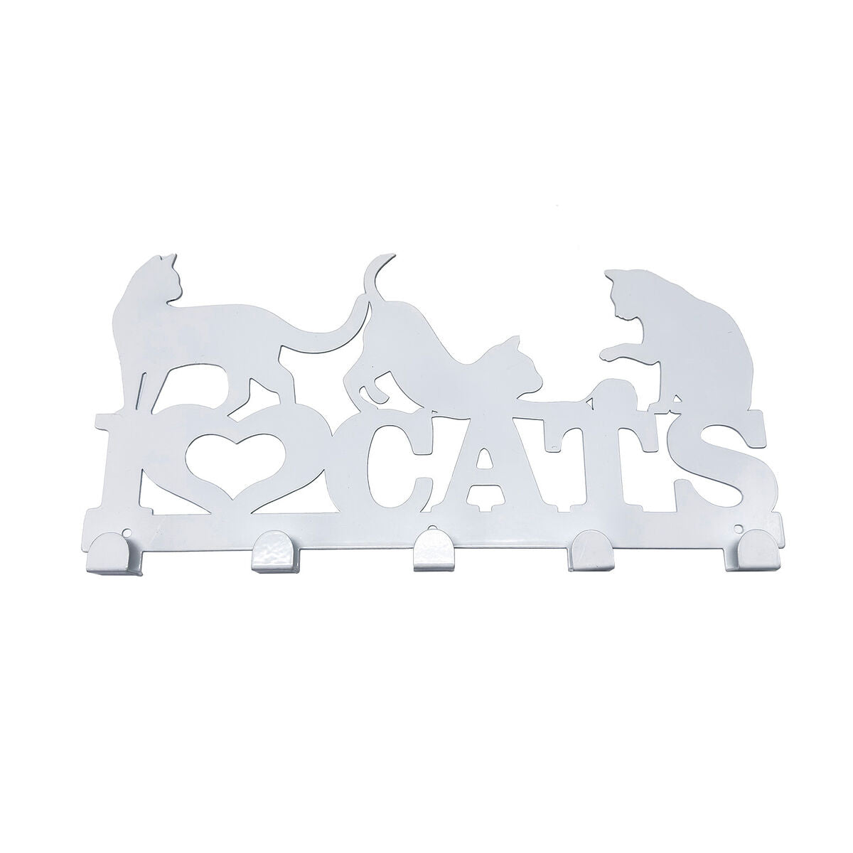 Wall mounted coat hanger Versa White Metal Iron Cats 2 X 17 X 39 CM-0