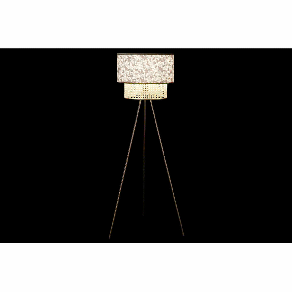 Floor Lamp DKD Home Decor Natural Black Metal Palms Polyester Colonial (60 x 60 x 129 cm)-2