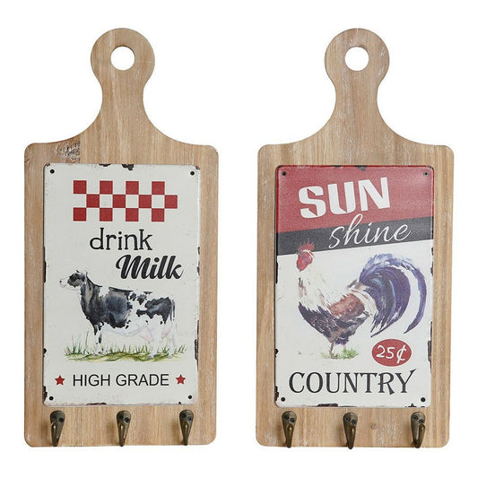 Hat stand DKD Home Decor Red Wood Metal (2 pcs) (21 x 5 x 45 cm)-0