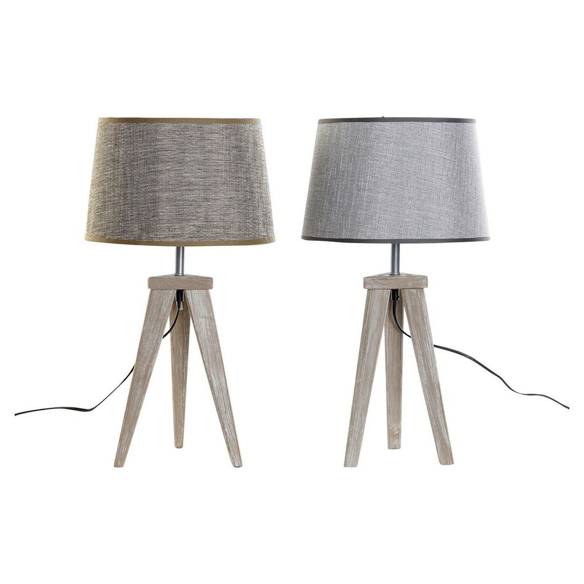 Desk lamp DKD Home Decor Sheet Grey Brown Linen 250 V 60 W Pinewood (30 x 30 x 57.5 cm) (2 pcs)-0