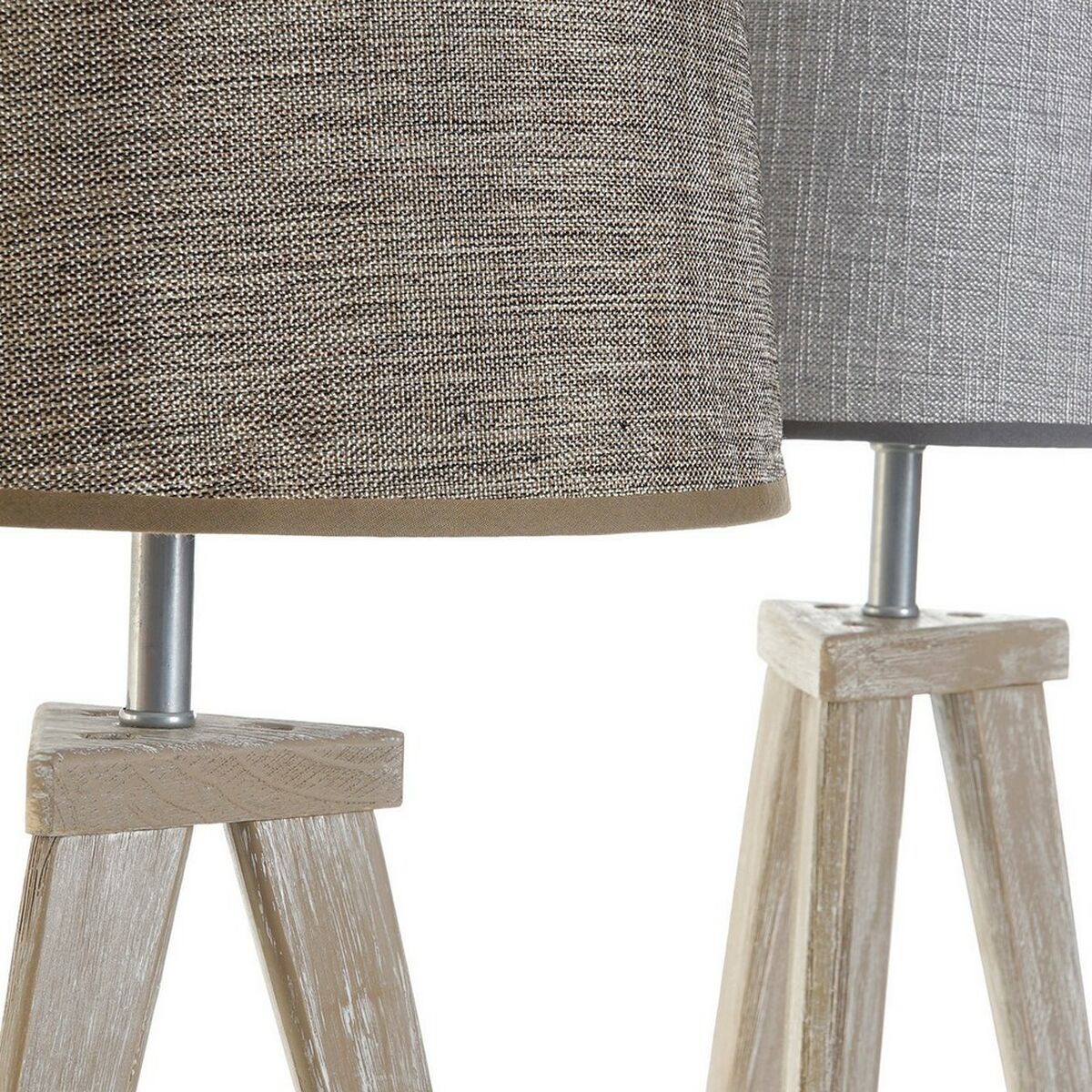 Desk lamp DKD Home Decor Sheet Grey Brown Linen 250 V 60 W Pinewood (30 x 30 x 57.5 cm) (2 pcs)-3