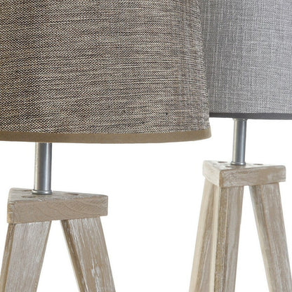 Desk lamp DKD Home Decor Sheet Grey Brown Linen 250 V 60 W Pinewood (30 x 30 x 57.5 cm) (2 pcs)-3