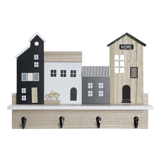 Shelves DKD Home Decor Coat rack 39 x 9 x 27 cm Black Brown White MDF Wood-0