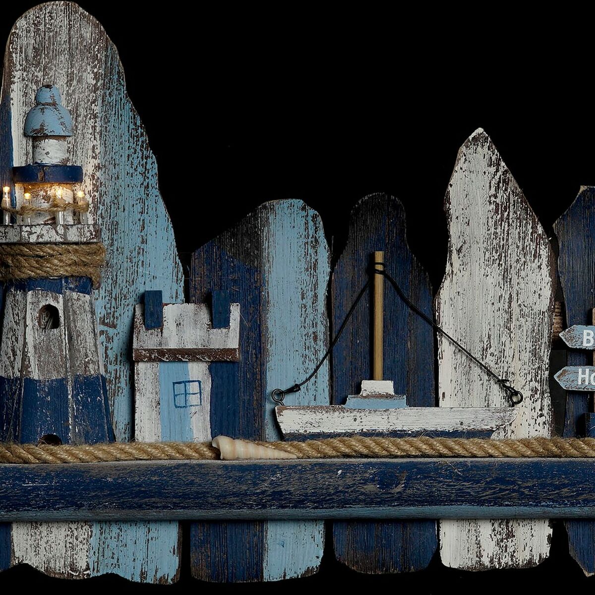 Wall Decoration DKD Home Decor Headlight Mediterranean Fir (36.5 x 6.5 x 29.5 cm)-3