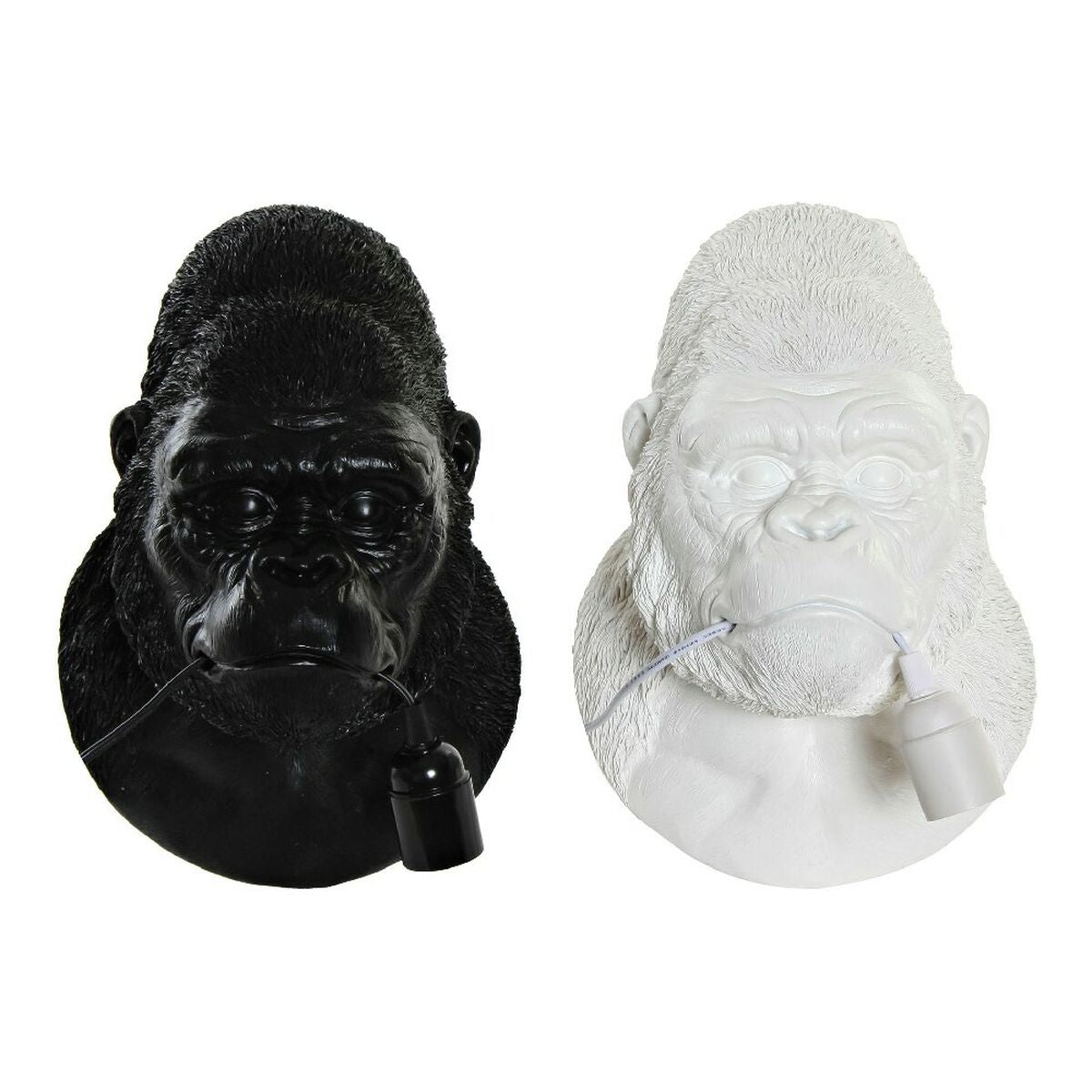 Wall Lamp DKD Home Decor 23 x 19 x 32 cm Black White Resin 220 V 50 W Gorilla Modern (2 Units)-0