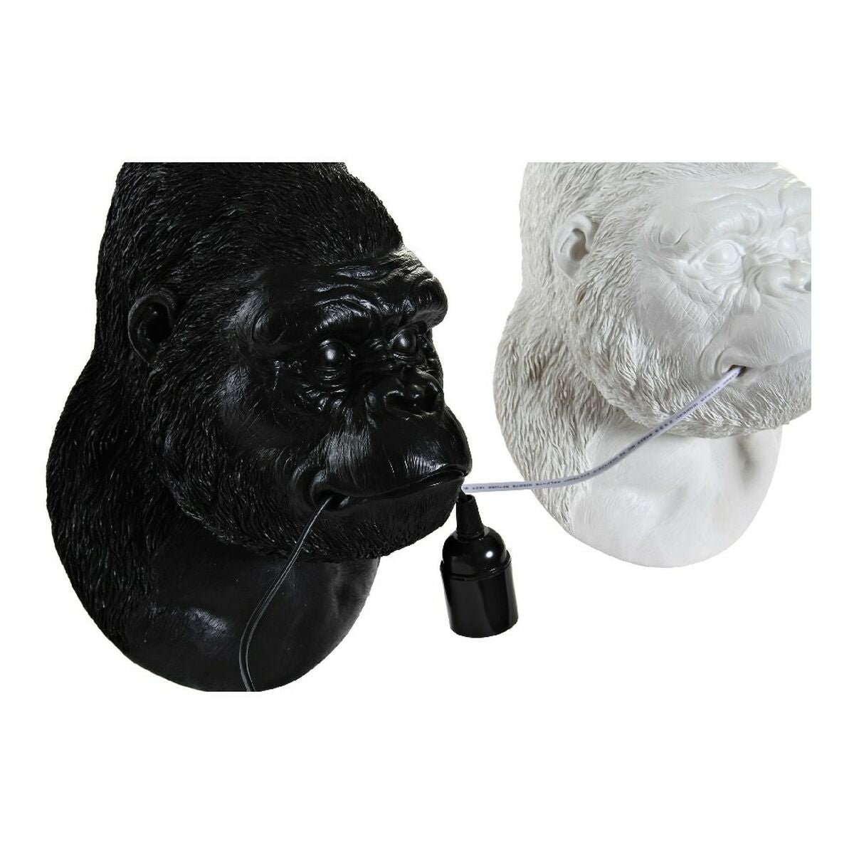 Wall Lamp DKD Home Decor 23 x 19 x 32 cm Black White Resin 220 V 50 W Gorilla Modern (2 Units)-2