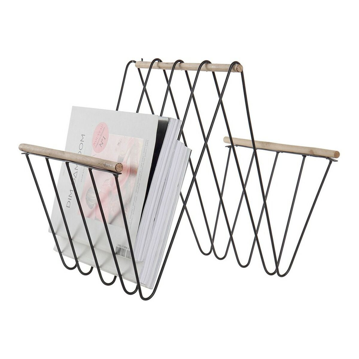 Magazine rack DKD Home Decor 8424001814008 41 x 31 x 36 cm Black Iron MDF Wood-1
