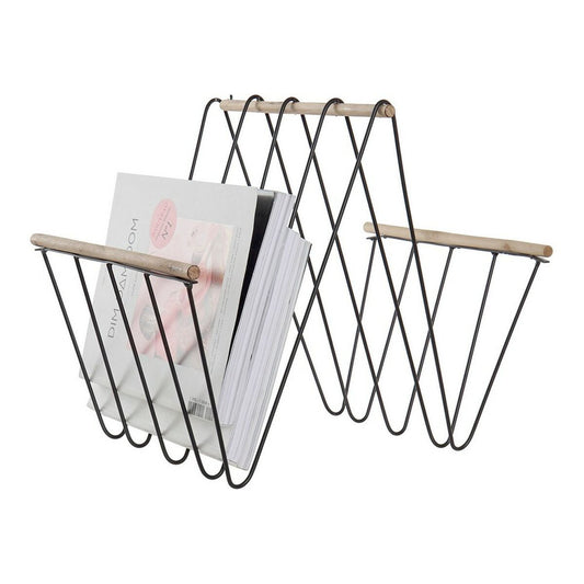 Magazine rack DKD Home Decor 8424001814008 41 x 31 x 36 cm Black Iron MDF Wood-1