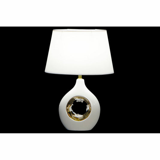 Desk lamp DKD Home Decor White Silver Polyester Porcelain 220 V Golden 50 W (2 pcs) (31 x 21 x 45 cm)-1