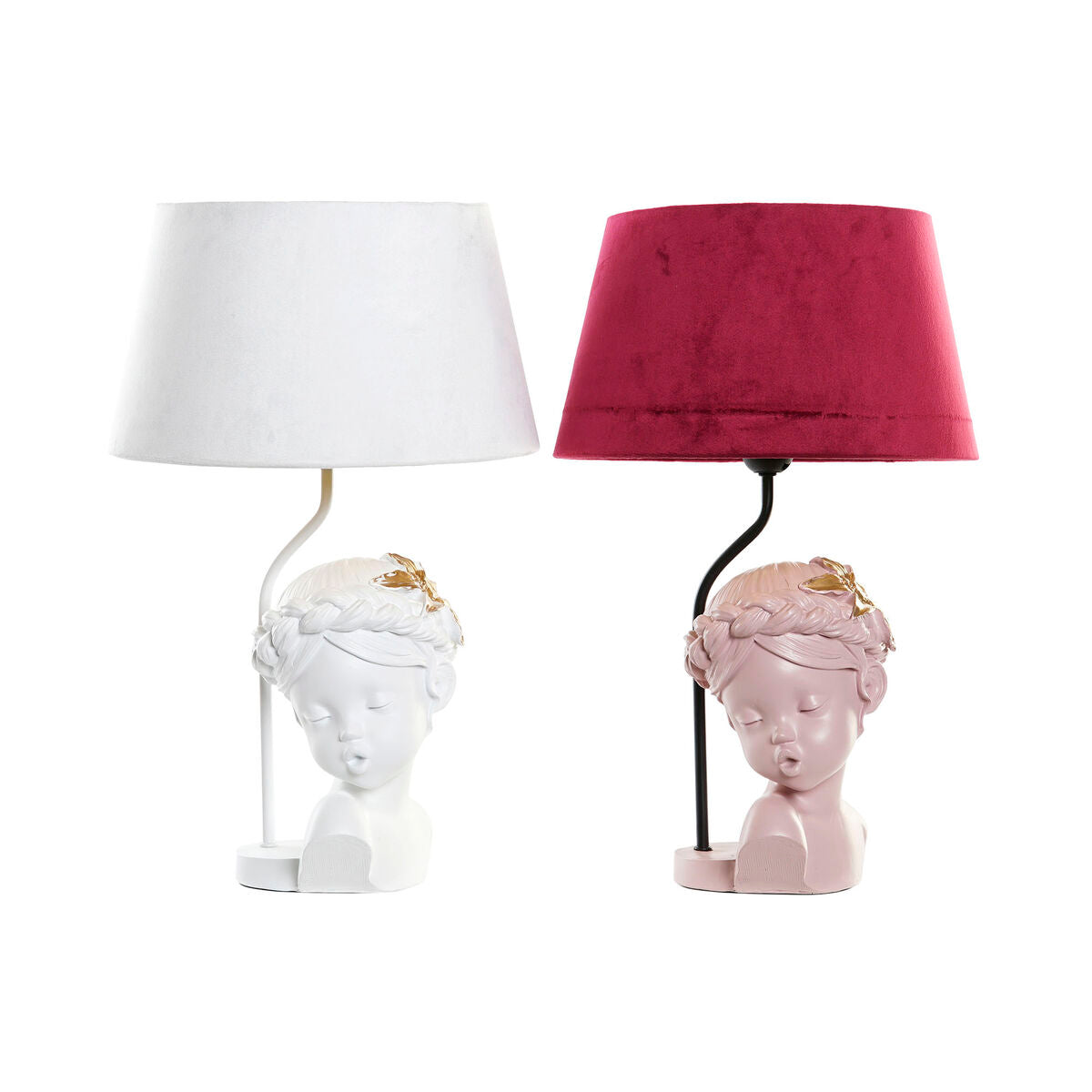 Desk lamp DKD Home Decor Red Resin Light Pink 220 V 50 W 30 x 30 x 49 cm (2 Units)-0