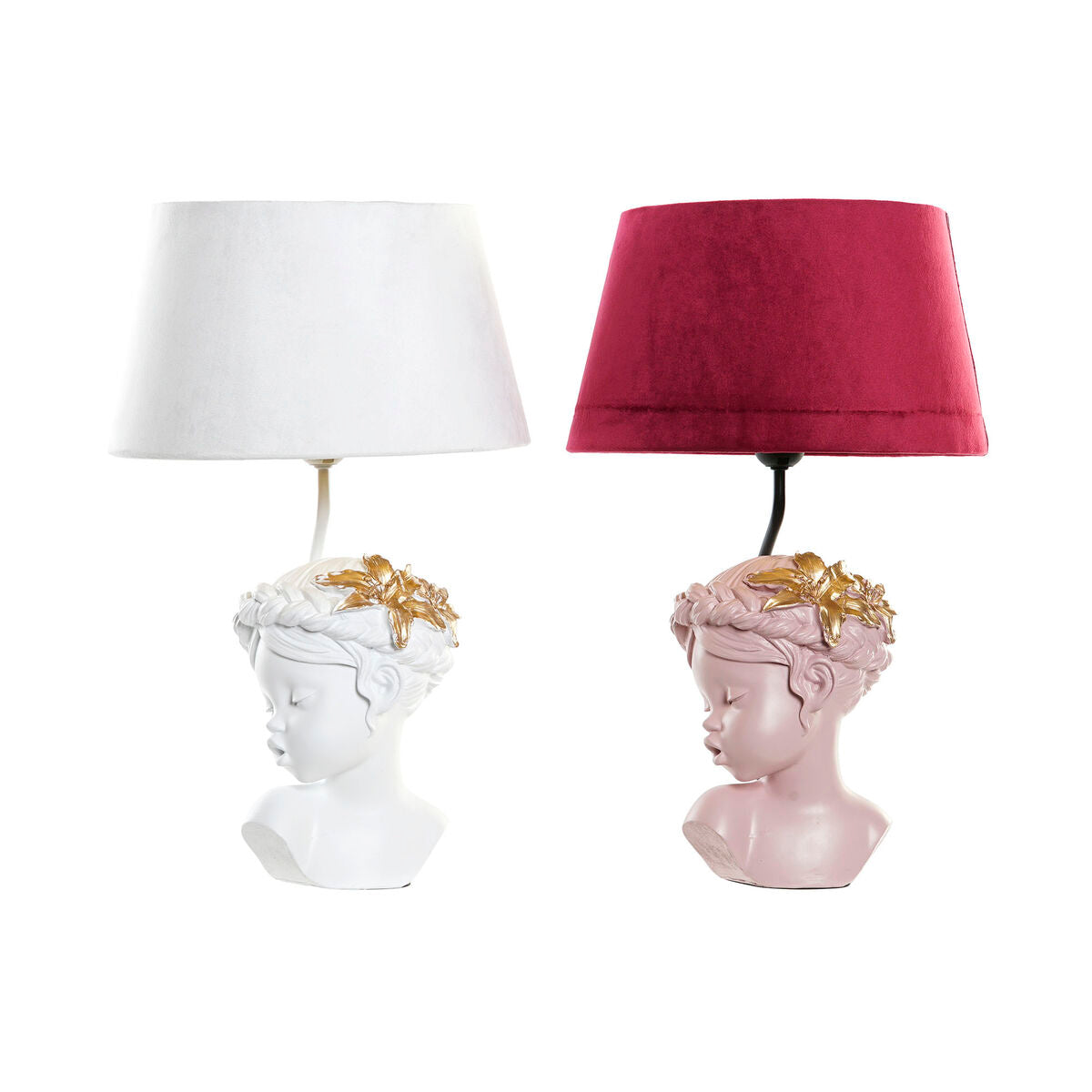 Desk lamp DKD Home Decor Red Resin Light Pink 220 V 50 W 30 x 30 x 49 cm (2 Units)-1