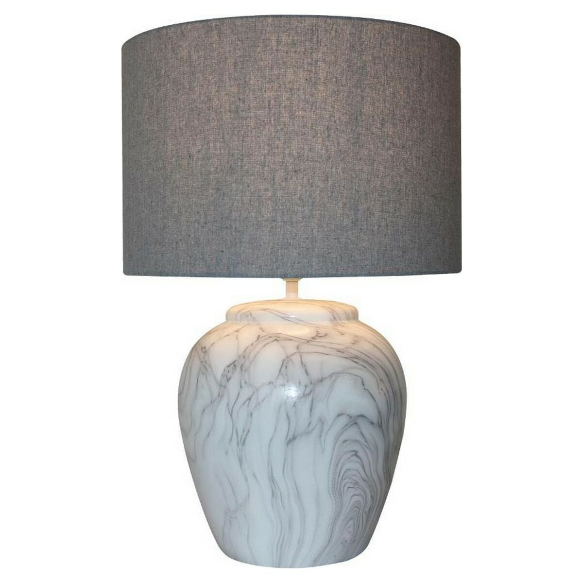 Desk lamp DKD Home Decor Canvas Ceramic Grey White (38 x 38 x 58 cm)-1
