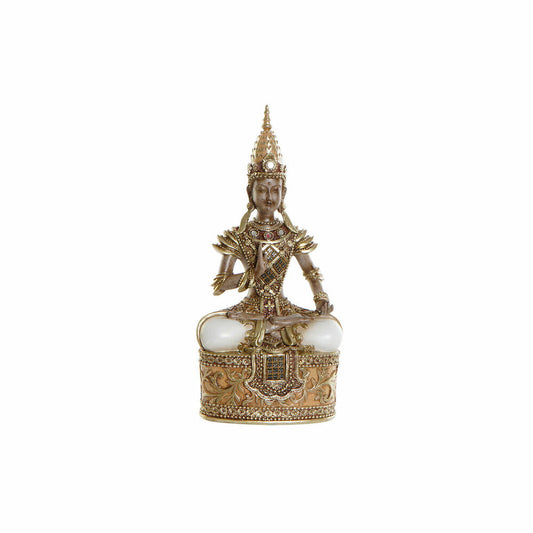 Decorative Figure DKD Home Decor Golden Brown Buddha Resin (13 x 7 x 27 cm)-0