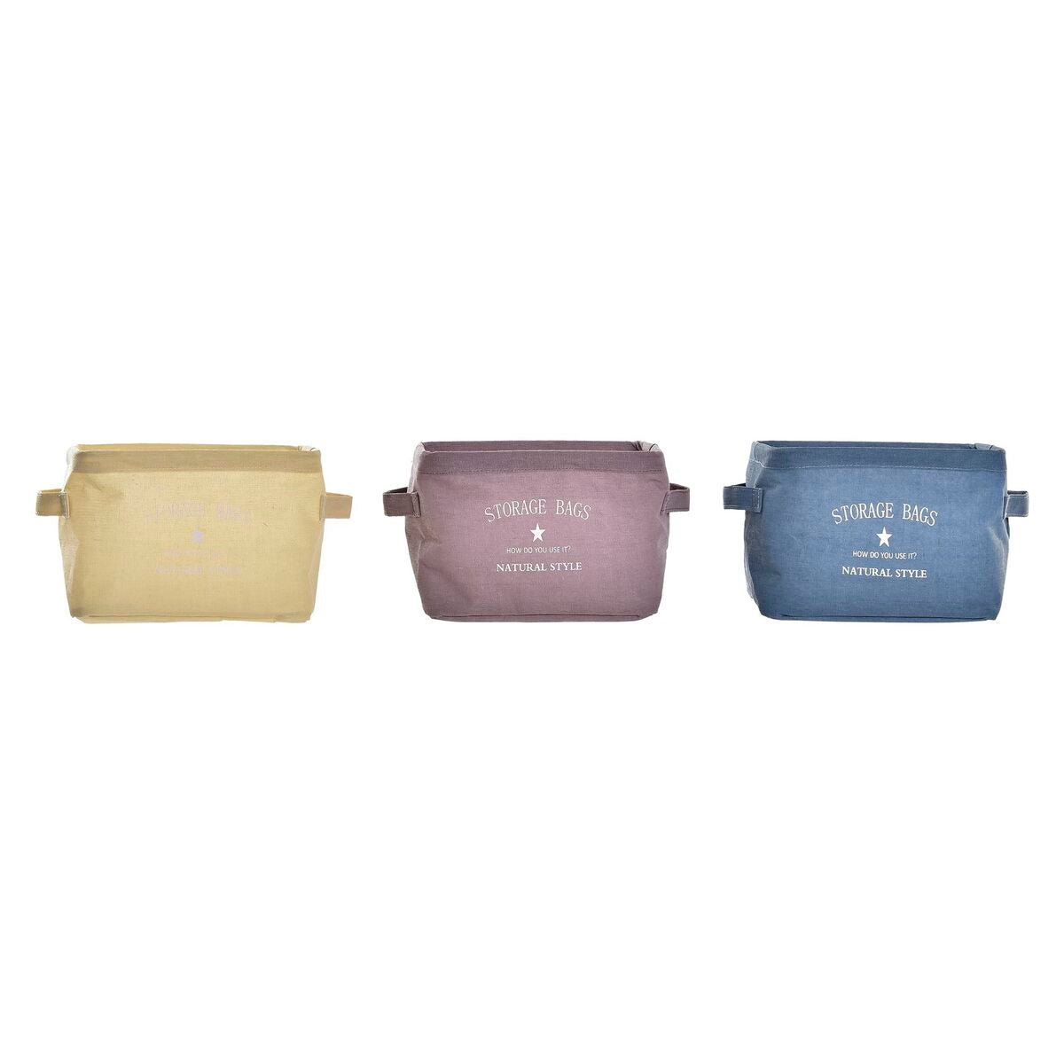 Basket DKD Home Decor Yellow Blue Maroon Canvas Modern 20 x 16 x 15 cm (3 Units)-0