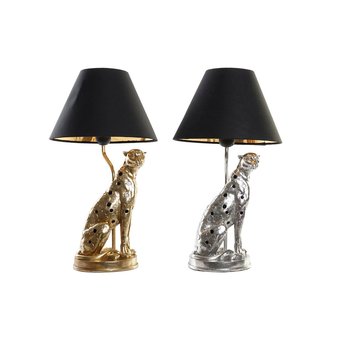 Desk lamp DKD Home Decor Silver Black Golden 26 x 26 x 46 cm Resin 220 V 50 W (2 Units)-0