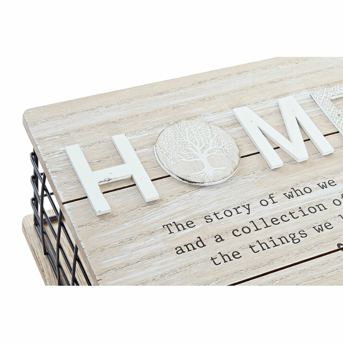 Decorative box DKD Home Decor Black Natural Metal MDF Wood-2