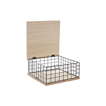 Decorative box DKD Home Decor Black Natural Metal MDF Wood-1