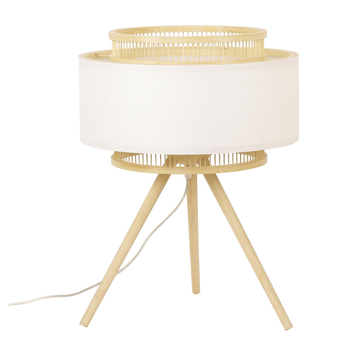 Desk lamp DKD Home Decor Brown Polyester White Bamboo (36 x 36 x 48 cm)-0