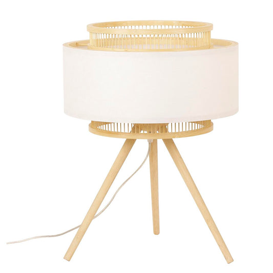 Desk lamp DKD Home Decor Brown Polyester White Bamboo (36 x 36 x 48 cm)-0