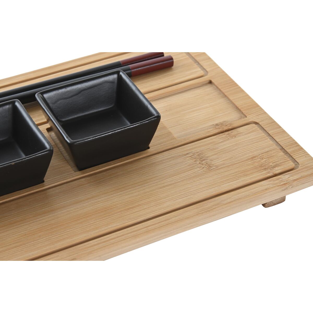 Sushi Set DKD Home Decor Natural Black Bamboo Stoneware Oriental-1