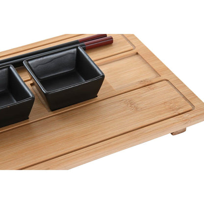 Sushi Set DKD Home Decor Natural Black Bamboo Stoneware Oriental-1