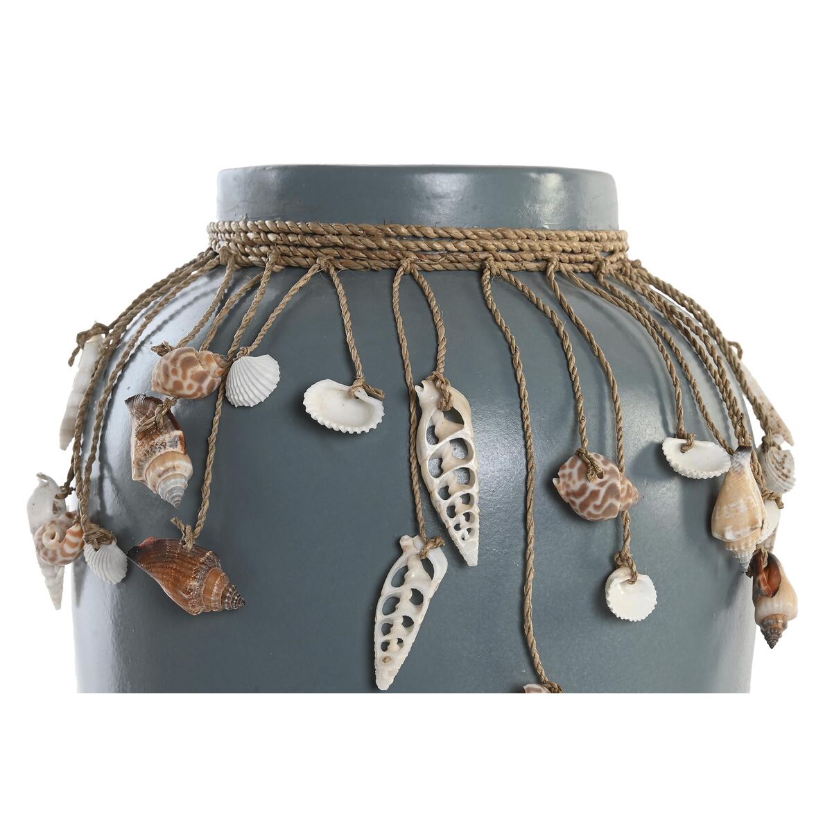 Vase DKD Home Decor Blue White Bamboo Shells 20 x 20 x 26 cm (2 Units)-1