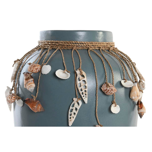 Vase DKD Home Decor Blue White Bamboo Shells 20 x 20 x 26 cm (2 Units)-1