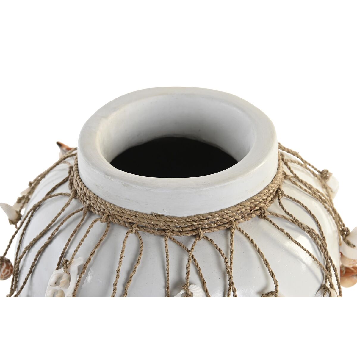 Vase DKD Home Decor Blue White Bamboo Shells 20 x 20 x 26 cm (2 Units)-2